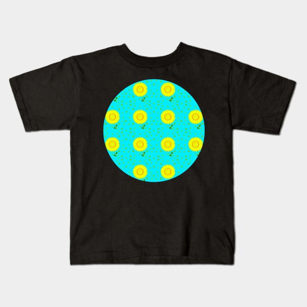 Aqua Daisy! Fun, bright design - yellow daisies with aqua blue. Kids T-Shirt by innerspectrum